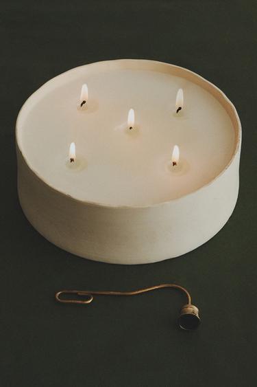 CERAMIC DECORATIVE CANDLE - White by Zara