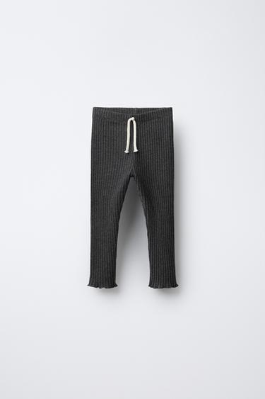 SOFT-TOUCH RIBBED LEGGINGS - Anthracite grey by Zara