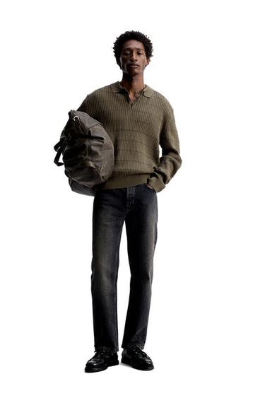 TEXTURED KNIT POLO SHIRT - Earth by Zara