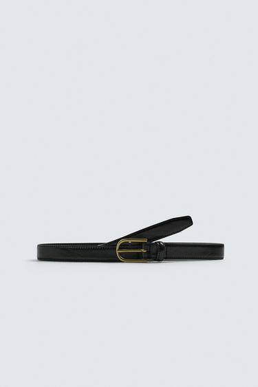 TOPSTITCHED LEATHER BELT AARON LEVINE X ZARA - Black by Zara