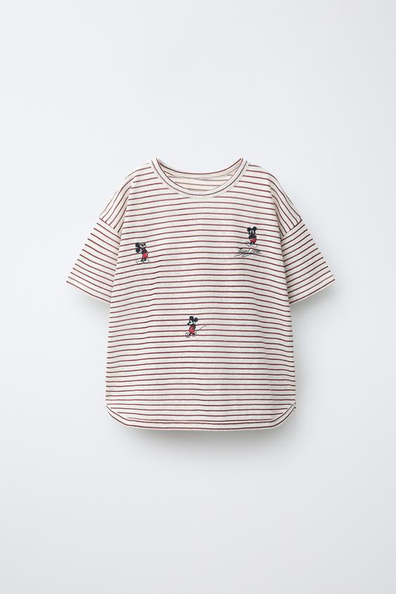 MICKEY MOUSE © DISNEY EMBROIDERED STRIPED T-SHIRT - Ecru by Zara - Image 0