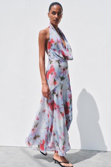 PRINTED HALTER MIDI DRESS - Multicoloured by Zara - Image 0