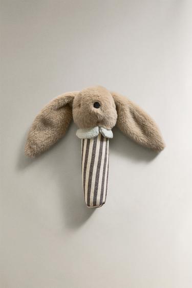 CHILDREN’S RABBIT SOFT TOY RATTLE - Dark beige by Zara