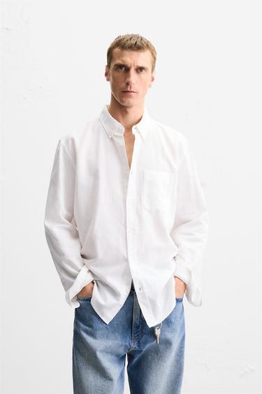 COTTON - LINEN SHIRT - White by Zara