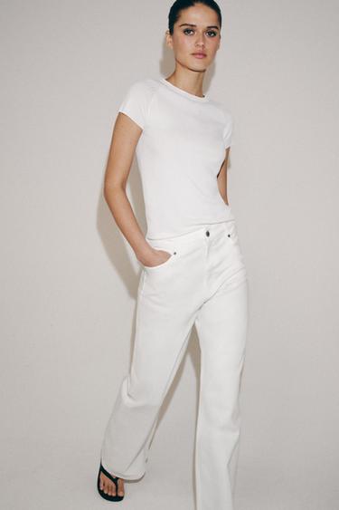 ZW COLLECTION WIDE-LEG HIGH-WAIST JEANS - White by Zara