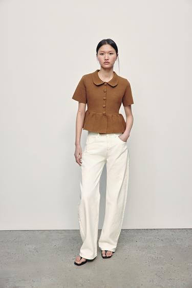 TRF CURVE HIGH-WAIST JEANS - Oyster-white by Zara