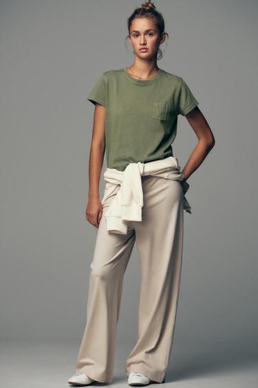 WASHED T-SHIRT WITH POCKET - Green by Zara