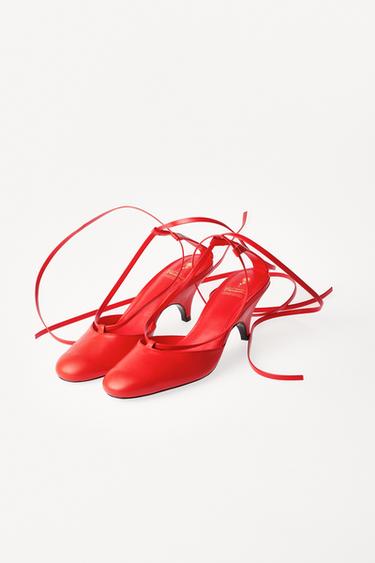 LEATHER HEELS WITH STRAPS WILLY CHAVARRIA X ZARA - Red by Zara