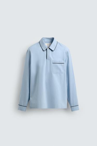 JACQUARD PYJAMA POLO SHIRT - Sky blue by Zara