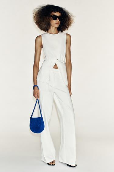 Z1975 STRAIGHT-LEG JEANS WITH PRESSED CREASE - White by Zara