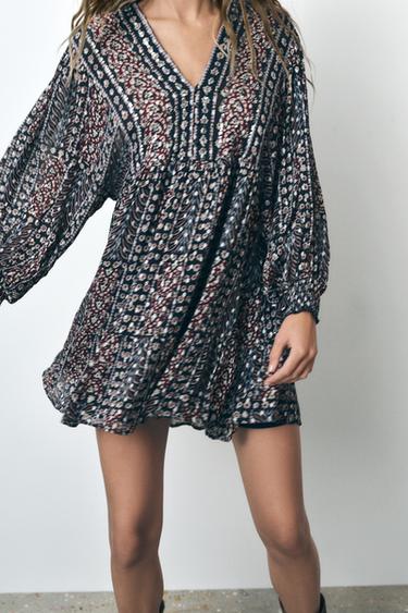 METALLIC THREAD PRINT DRESS - Multicoloured by Zara - Image 0