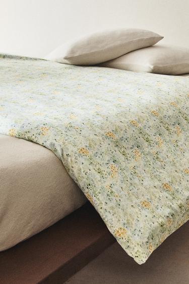 FLORAL PRINT DUVET COVER - Green by Zara