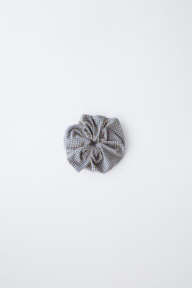 GINGHAM SCRUNCHIE - Ecru / Blue by Zara - Image 0