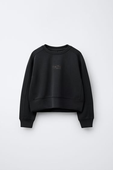 SWEATSHIRT WITH RAISED SLOGAN - Grey by Zara