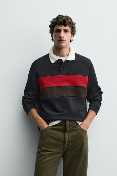 CONTRAST STRIPE POLO SHIRT - Navy blue by Zara