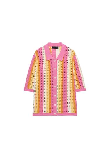 STRIPED CUTWORK POLO CARDIGAN - Multicoloured by Zara
