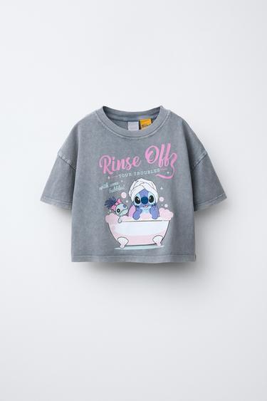 LILO & STITCH © DISNEY WASHED-EFFECT PRINT T-SHIRT - Anthracite grey by Zara - Image 0