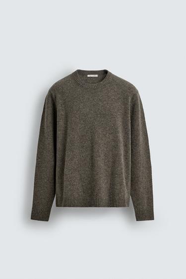 100% WOOL BOTTONATO JUMPER - GREENISH by Zara