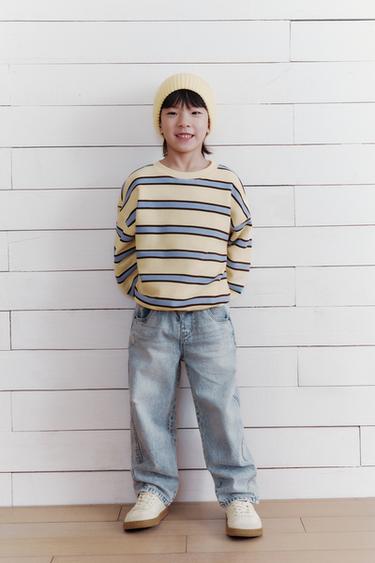 STRIPED PRINT SWEATSHIRT - Light yellow by Zara
