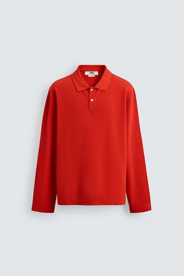 REGULAR FIT PIQUÉ STRUCTURE POLO SHIRT - Red by Zara
