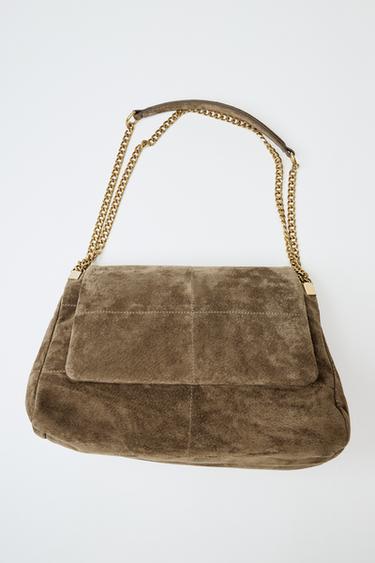 LEATHER SHOULDER BAG WITH FLAP -  by Zara