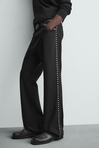 FLARE FIT JEANS WITH STUDS - Black by Zara