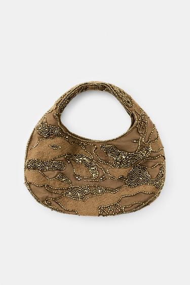 MINI EMBROIDERED BEADED BAG - Golden by Zara