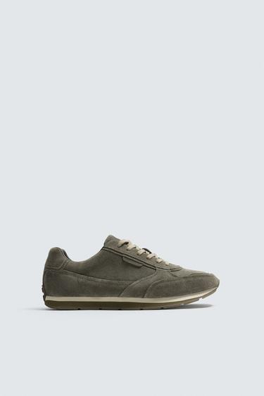 CASUAL LEATHER TRAINERS - Grey by Zara