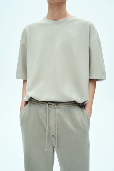 TEXTURED RELAXED FIT T-SHIRT - Blue / Grey by Zara