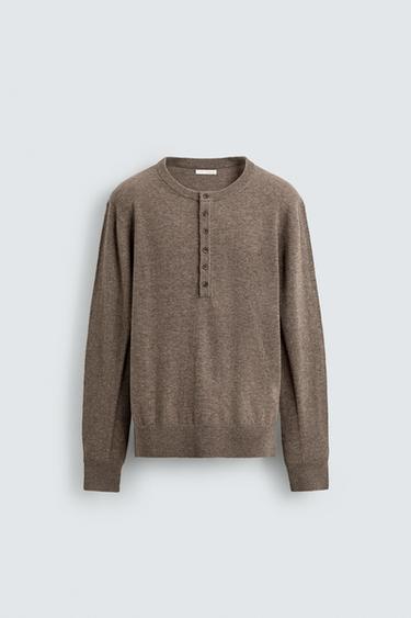 WOOL BLEND BAKER COLLAR JUMPER - Brown / Taupe by Zara