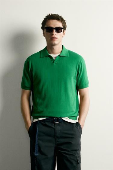 REGULAR FIT RIBBED KNIT POLO SHIRT - Emerald by Zara