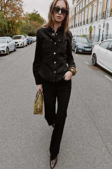 LOW-RISE FLARE TROUSERS - Black by Zara