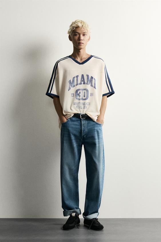 RETRO FOOTBALL PRINT RELAXED FIT T-SHIRT - Oyster-white by Zara - Image 0