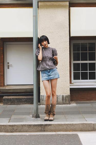 TRF DENIM MINI SKIRT - Light blue by Zara