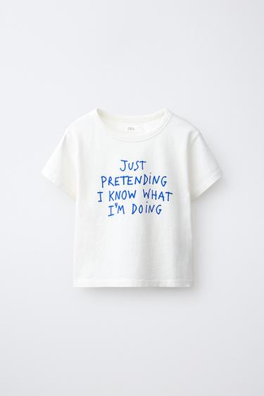 SLOGAN PRINT T-SHIRT - Blue by Zara