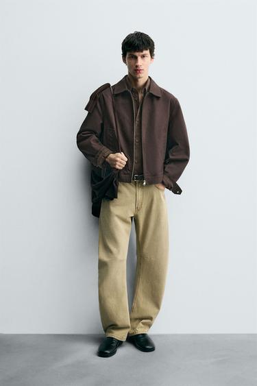 CROPPED FIT JACKET - Dark brown by Zara - Image 0