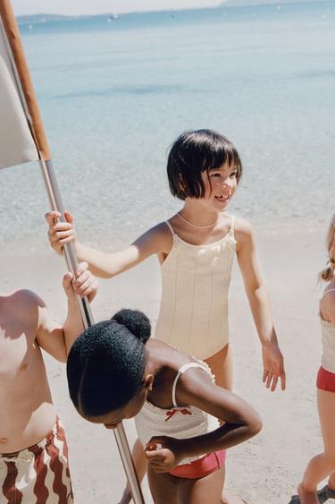6-14 YEARS/ STRUCTURED SWIMSUIT - Ecru by Zara