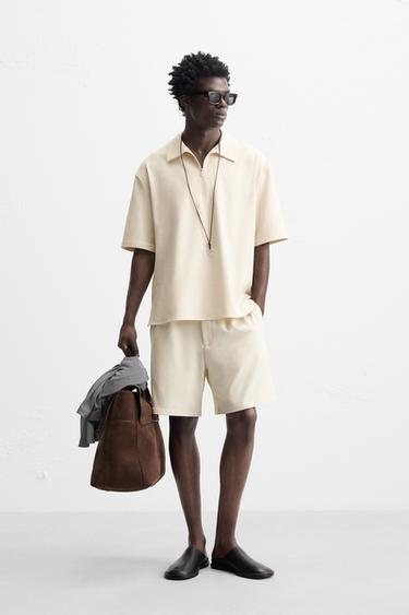 TECHNICAL ZIP-UP POLO SHIRT - Ecru by Zara