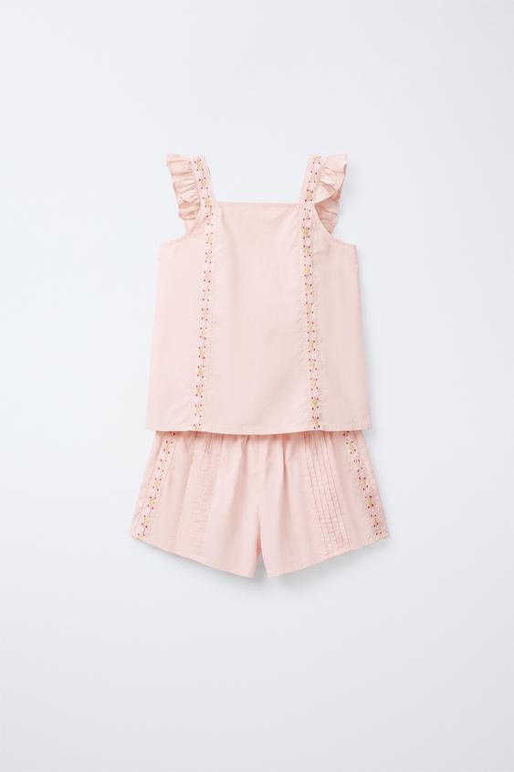 6-14 YEARS/ EMBROIDERED STRAP PYJAMAS - Pale pink by Zara - Image 0