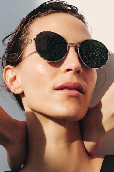 METAL SUNGLASSES - Golden by Zara