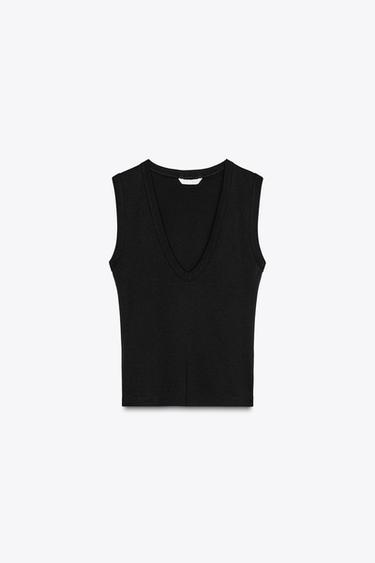 V-NECK TOP - Black by Zara