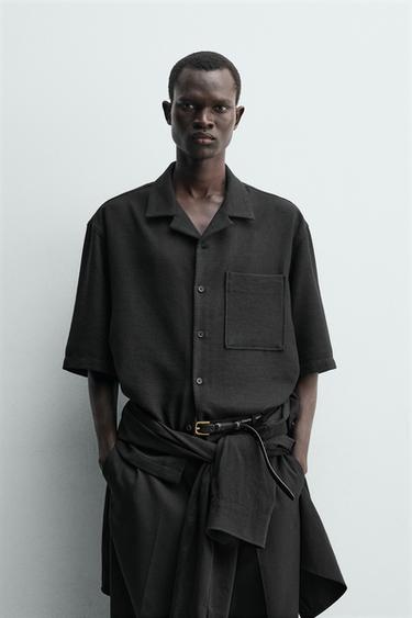 BOXY FIT TEXTURED SHIRT - Black by Zara