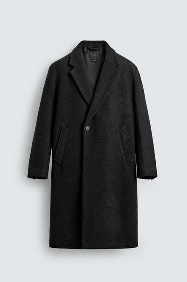 BOUCLÉ TEXTURE WOOL COAT - Black by Zara