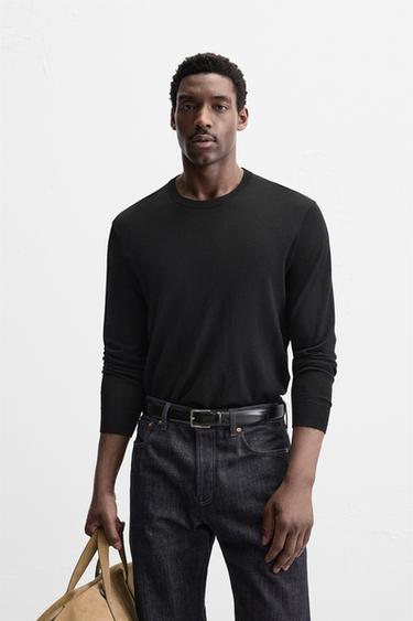 MERCERISED WOOL SWEATER - Black by Zara