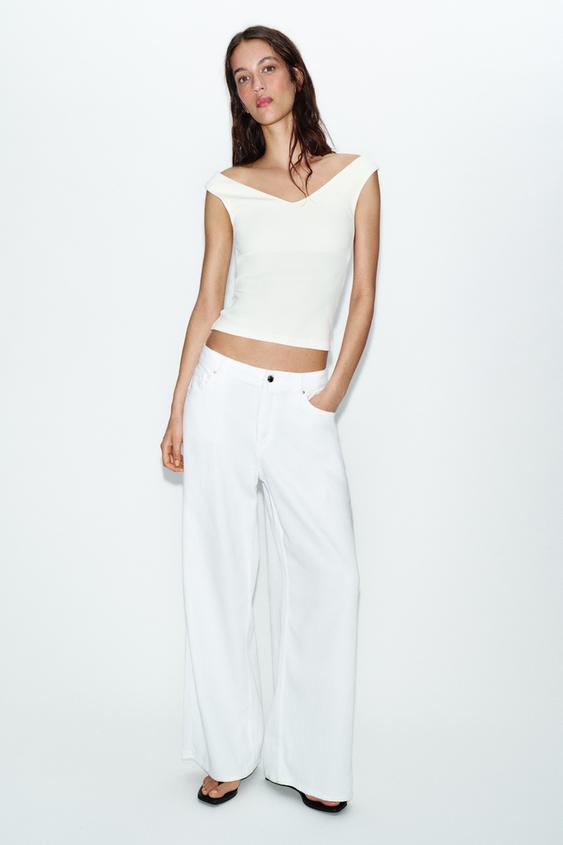 SLEEVELESS T-SHIRT - Oyster-white by Zara - Image 0