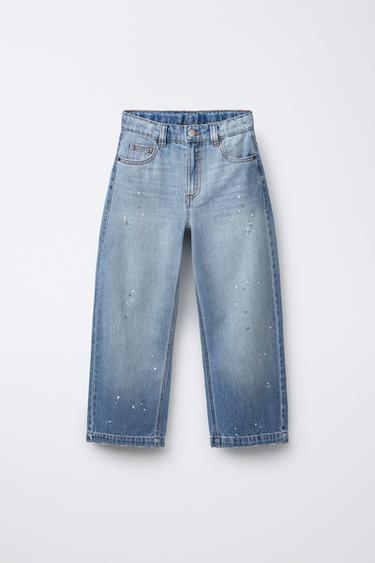 SPLATTER PRINT RELAXED BALLOON JEANS - Light blue by Zara