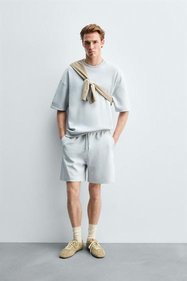 TECHNICAL INTERLOCK BERMUDA SHORTS - dusty blue by Zara