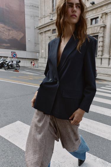 OVERSIZE DOUBLE-BREASTED PINSTRIPE BLAZER - striped by Zara