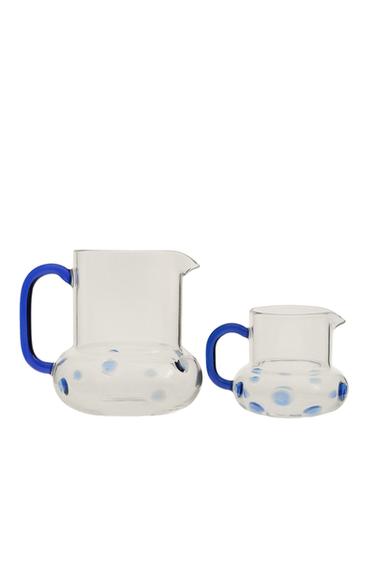 BOROSILICATE BUBBLE-EFFECT JUG - Blue by Zara