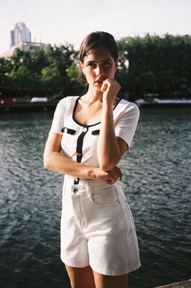 Z1975 MOM-FIT HIGH-WAIST SHORTS - White by Zara